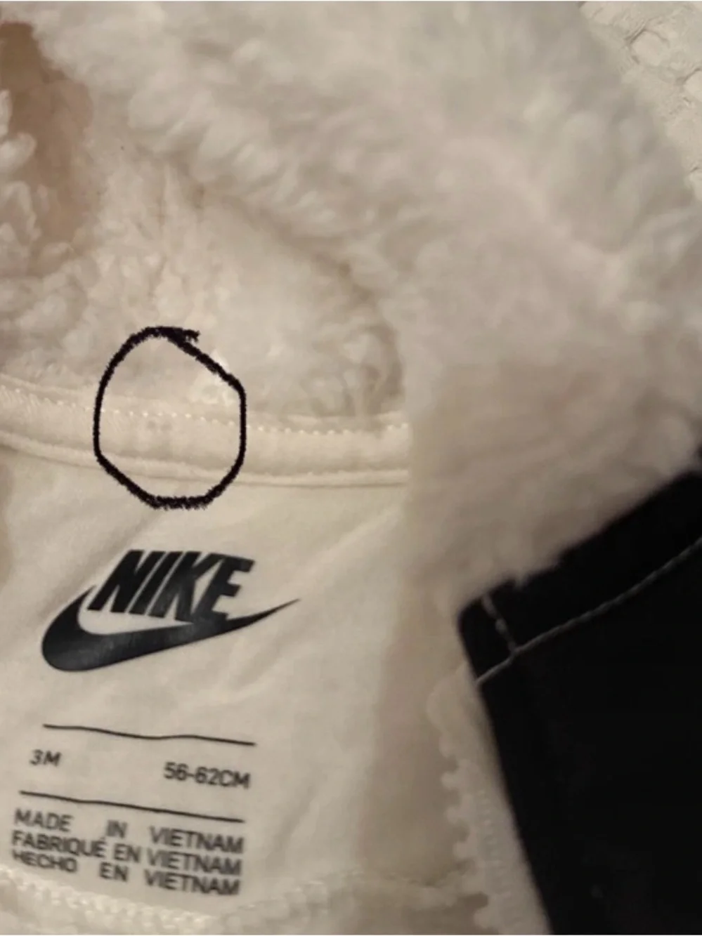 Nike White Fleece Hooded Baby One-Piece with Black Chest Panel